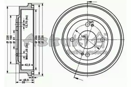 Тормозный барабан (ASHUKI: 1020-7004)