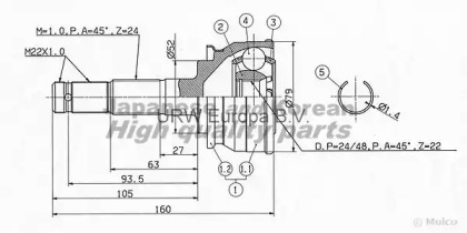 Шарнирный комплект (ASHUKI: NI-230I)