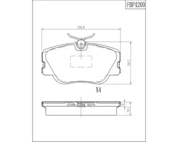 Комплект тормозных колодок (FI.BA: FBP4200)