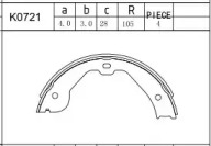 Комлект тормозных накладок (ASIMCO: K0721)