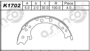 Комлект тормозных накладок (ASIMCO: K1702)