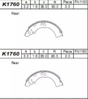 Комлект тормозных накладок (ASIMCO: K1760)