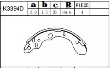 Комлект тормозных накладок (ASIMCO: K3394D)