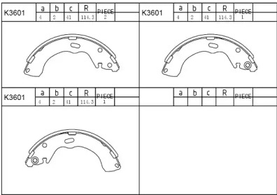 Комлект тормозных накладок (ASIMCO: K3601)