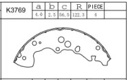 Комлект тормозных накладок (ASIMCO: K3769)