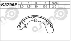 Комлект тормозных накладок (ASIMCO: K3796F)