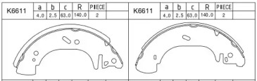 Комлект тормозных накладок (ASIMCO: K6611)