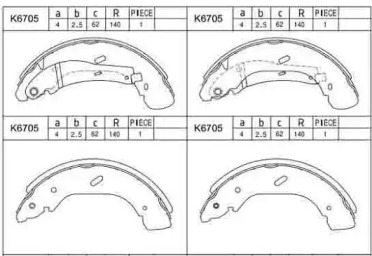 Комлект тормозных накладок (ASIMCO: K6705)