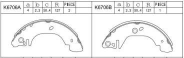 Комлект тормозных накладок (ASIMCO: K6706)