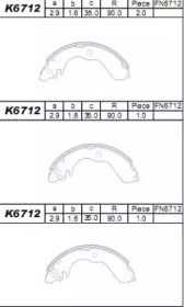 Комлект тормозных накладок (ASIMCO: K6712)