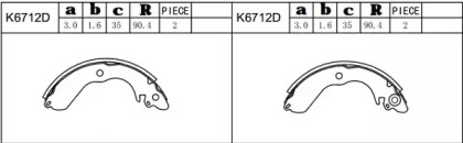 Комлект тормозных накладок (ASIMCO: K6712D)