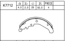 Комлект тормозных накладок (ASIMCO: K7712)