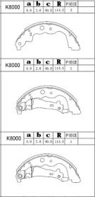 Комлект тормозных накладок (ASIMCO: K8000)