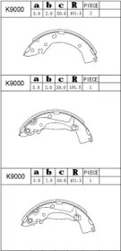 Комлект тормозных накладок (ASIMCO: K9000)