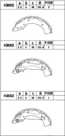 Комлект тормозных накладок (ASIMCO: K9002)