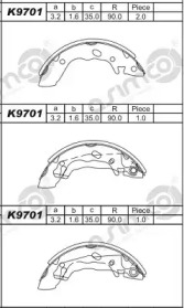 Комлект тормозных накладок (ASIMCO: K9701)