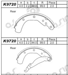 Комлект тормозных накладок (ASIMCO: K9720)