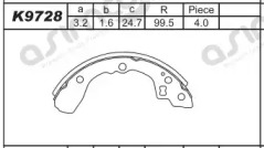 Комлект тормозных накладок (ASIMCO: K9728)