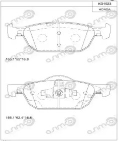 Комплект тормозных колодок (ASIMCO: KD1523)