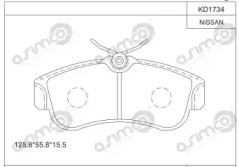 Комплект тормозных колодок (ASIMCO: KD1734)