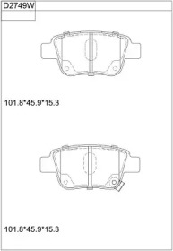 Комплект тормозных колодок (ASIMCO: KD2749W)