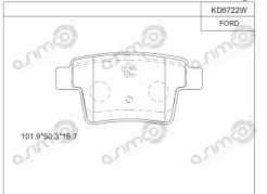 Комплект тормозных колодок (ASIMCO: KD6722W)