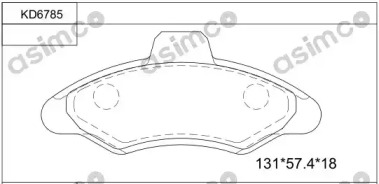 Комплект тормозных колодок (ASIMCO: KD6785)