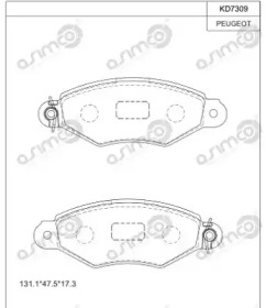 Комплект тормозных колодок (ASIMCO: KD7309)