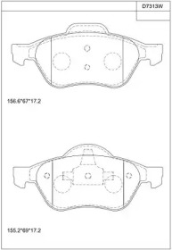 Комплект тормозных колодок (ASIMCO: KD7313W)