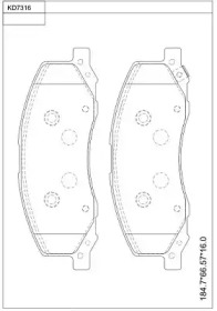 Комплект тормозных колодок (ASIMCO: KD7316)