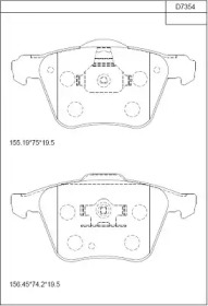 Комплект тормозных колодок (ASIMCO: KD7354)