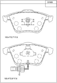 Комплект тормозных колодок (ASIMCO: KD7409)