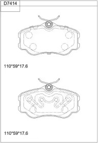 Комплект тормозных колодок (ASIMCO: KD7414)