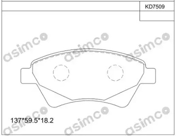 Комплект тормозных колодок (ASIMCO: KD7509)