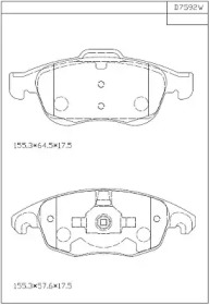 Комплект тормозных колодок (ASIMCO: KD7592W)