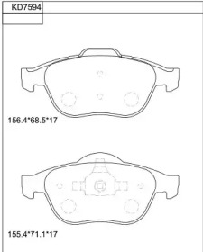 Комплект тормозных колодок (ASIMCO: KD7594)