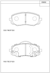 Комплект тормозных колодок (ASIMCO: KD9002)