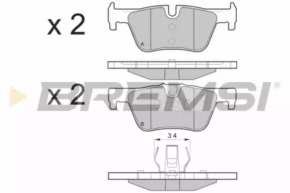 Комплект тормозных колодок (BREMSI: BP3494)