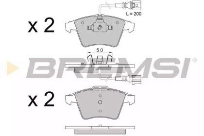 Комплект тормозных колодок (BREMSI: BP3508)