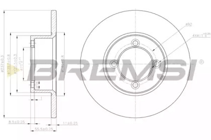 Тормозной диск (BREMSI: DBA001S)