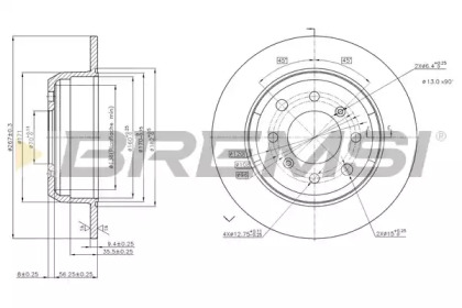 Тормозной диск (BREMSI: DBA002S)