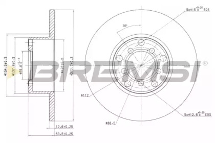 Тормозной диск (BREMSI: DBA007S)