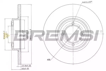 Тормозной диск (BREMSI: DBA012S)