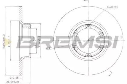 Тормозной диск (BREMSI: DBA016S)