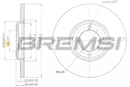 Тормозной диск (BREMSI: DBA023S)