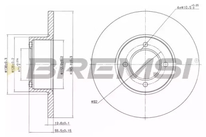 Тормозной диск (BREMSI: DBA054S)