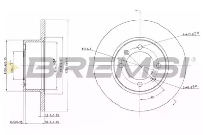 Тормозной диск (BREMSI: DBA056S)