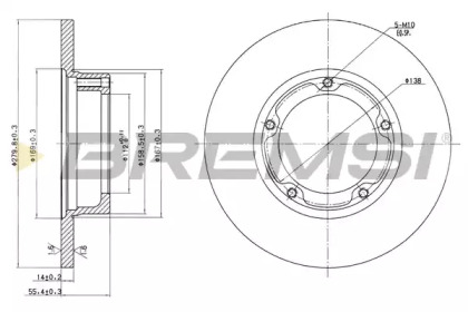 Тормозной диск (BREMSI: DBA061S)