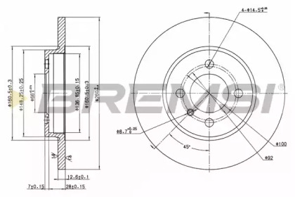 Тормозной диск (BREMSI: DBA062S)