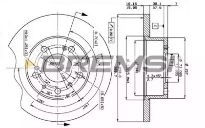 Тормозной диск (BREMSI: DBA069S)